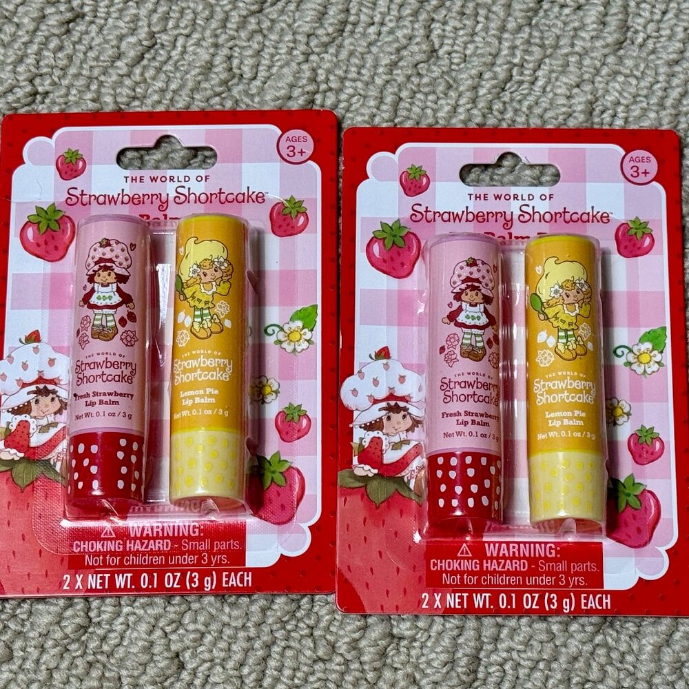 4 Strawberry Shortcake Scented Lip Balms Fresh Strawberry & Lemon Pie